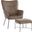 Izzy Lounge Chair and Ottoman Set in Black Metal and Espresso Faux Leather