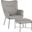 Izzy Lounge Chair and Ottoman Set in Black Metal and Grey Faux Leather