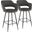 Margarite Counter Stool in Black Metal and Grey Faux Leather - Set of 2