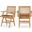 Abby Vegan Leather Dining Arm Chair Set of 2 In Cognac