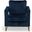 Adadon Velvet Upholstered Armchair In Navy Blue and Gold