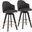 Ahoy 26 Inch Fixed-Height Counter Stool Set of 2 with Black Wood Legs and Round Chrome Metal Footrest with Charcoal Fabric Seat