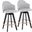Ahoy 26 Inch Fixed-Height Counter Stool Set of 2 with Black Wood Legs and Round Chrome Metal Footrest with Light Grey Fabric Seat