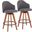 Ahoy Contemporary Fixed Height Counter Stool With Walnut Bamboo Legs And Round Black Metal Footrest With Grey Fabric Seat Set Of 2