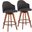 Ahoy Fixed-Height Counter Stool Set of 2 with Walnut Bamboo Legs and Round Black Metal Footrest with Charcoal Fabric Seat