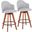 Ahoy Fixed-Height Counter Stool Set of 2 with Walnut Bamboo Legs and Round Black Metal Footrest with Light Grey Fabric Seat