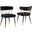 Aireys Black Velvet Armless Chair With Gold Accents Set of 2