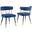 Aireys Navy Velvet Armless Chair With Gold Accents Set of 2