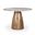 Allyson Pink Marble Pedestal Round Dining Table In Medium Brown