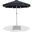 Amalfi Cream Piping Aluminum Patio Umbrella with Base Sets In Matte White and Black Fabric