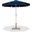 Amalfi Cream Piping Aluminum Patio Umbrella with Base Sets In Navy Fabric and Matte White