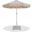 Amalfi Cream Piping Aluminum Patio Umbrella with Base Sets In Beige Fabric and Matte White