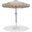 Amalfi Cream Piping Aluminum Patio Umbrella with Base Sets In Beige Fabric and Matte Black