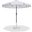 Amalfi Black Piping Aluminum Patio Umbrella with Base Sets In White Fabric and Matte Black