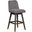 Amalie Swivel Bar Stool In Gray Oak Wood Finish with Gray Boucle Fabric