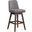 Amalie Swivel Bar Stool In Gray Oak Wood Finish with Mocha Fabric