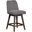Amalie Swivel Counter Stool In Gray Oak Wood Finish with Gray Boucle Fabric