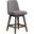 Amalie Swivel Counter Stool In Gray Oak Wood Finish with Mocha Fabric