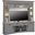 Americana Modern 92 Inch TV Console with Hutch and Led Lights In Dove and Weathered Natural