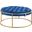 Amoria Navy Round Ottoman In Brushed Gold