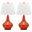 Amy Blood Orange and Off-White 24 Inch Gourd Glass Lamp Set of 2