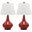 Amy Red and Off-White 24 Inch Gourd Glass Lamp Set of 2