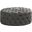 Anderson 40 Inch Round Linen Fabric Ottoman In Gray