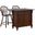 Andrews Drawers and Cabinet Drop Leaf Kitchen Island with Counter Height Stools with Arms In Chestnut Brown