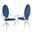 Apurva Classy Tufted Arm Chairs Set of 2 In Navy Blue Velvet and Silver Stainless Steel