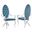 Apurva Classy Tufted Arm Chairs Set of 2 In Teal Blue Velvet and Silver Stainless Steel
