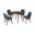 Arcadia and Azalea 42 Inch Round Blue and Walnut Wood 5-Piece Dining Set