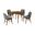 Arcadia and Azalea 42 Inch Round Charcoal and Walnut Wood 5-Piece Dining Set