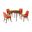 Arcadia and Azalea 42 Inch Round Orange and Walnut Wood 5-Piece Dining Set