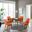 Arcadia and Azalea 42 Inch Round Orange and Walnut Wood 5-Piece Dining Set