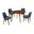 Arcadia and Azalea 48 Inch Round Blue and Walnut Wood 5-Piece Dining Set