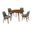 Arcadia and Azalea 48 Inch Round Charcoal and Walnut Wood 5-Piece Dining Set