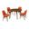 Arcadia and Azalea 48 Inch Round Orange and Walnut Wood 5-Piece Dining Set