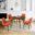 Arcadia and Azalea 48 Inch Round Orange and Walnut Wood 5-Piece Dining Set