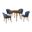 Arcadia and Juno 42 Inch Round Blue and Walnut Wood 5-Piece Dining Set