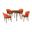 Arcadia and Juno 42 Inch Round Orange and Walnut Wood 5-Piece Dining Set