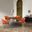 Arcadia and Juno 42 Inch Round Orange and Walnut Wood 5-Piece Dining Set