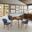 Arcadia and Juno 48 Inch Round Blue and Walnut Wood 5-Piece Dining Set