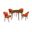 Arcadia and Juno 48 Inch Round Orange and Walnut Wood 5-Piece Dining Set
