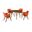 Arcadia and Renzo 42 Inch Round Orange and Walnut Wood 5-Piece Dining Set