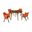 Arcadia and Renzo 48 Inch Round Orange and Walnut Wood 5-Piece Dining Set