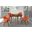 Arcadia and Renzo 48 Inch Round Orange and Walnut Wood 5-Piece Dining Set