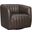 Aries Espresso Genuine Leather Swivel Barrel Chair