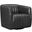 Aries Pewter Genuine Leather Swivel Barrel Chair