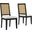 Arlo Faux Rattan and Wood Dining Side Chair Set of 2 In Black and Natural