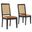 Arlo Vegan Leather Upholstered Faux Rattan and Wood Dining Side Chair Set of 2 In Black and Natural